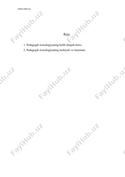 pedagogik texnologiyaning nazariy va metodologik asoslari — DOC