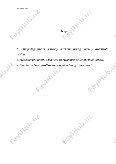 etnopedagogikada jismoniy va mehnat — DOC