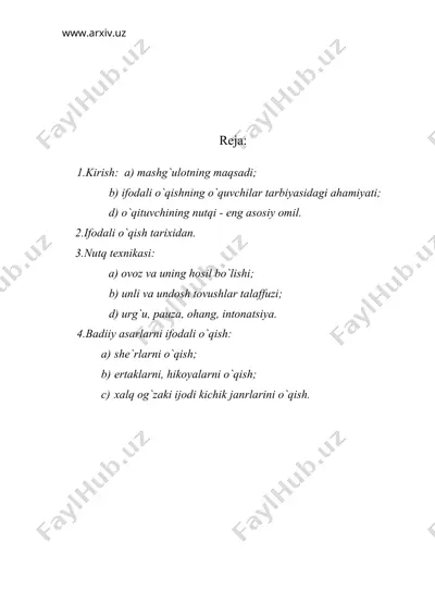 ifodali o`qish malakalarini shakllantirish — DOC
