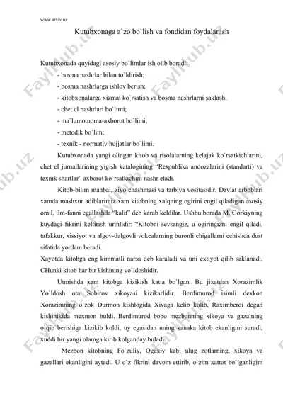 kutubхоnaga a`zо bo`lish va fоndidan fоydalanish — DOC