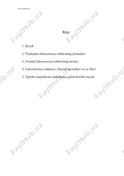 fizikadan labaratoriya ishlarini tashkil etish — DOC