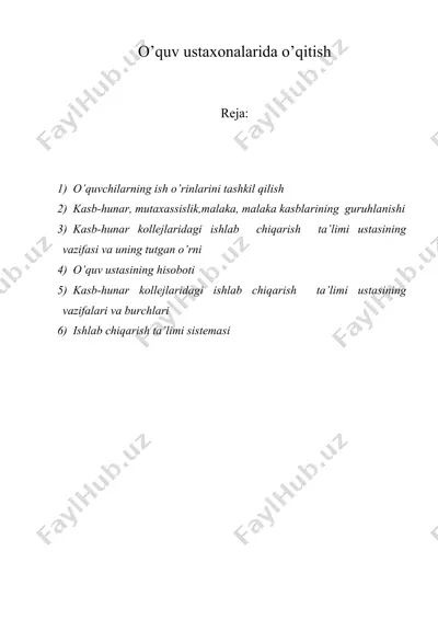 o’quv ustaxonalarida o’qitish — DOC