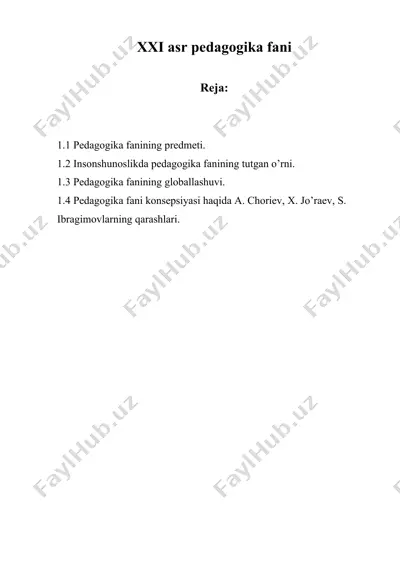 xxi аsr pеdаgоgikа fаni — DOC