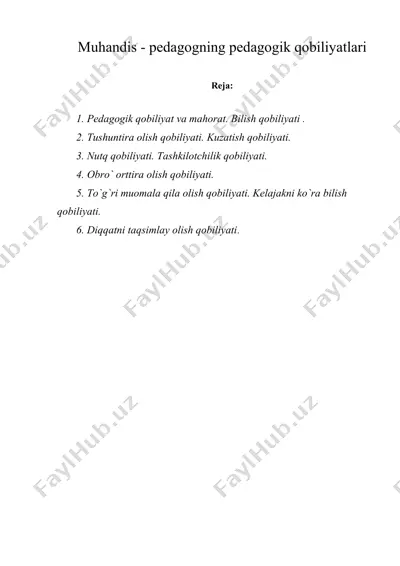 muhandis - pеdagogning pеdagogik qobiliyatlari — DOC