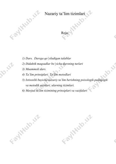 nazariy ta’lim tizimlari — DOC