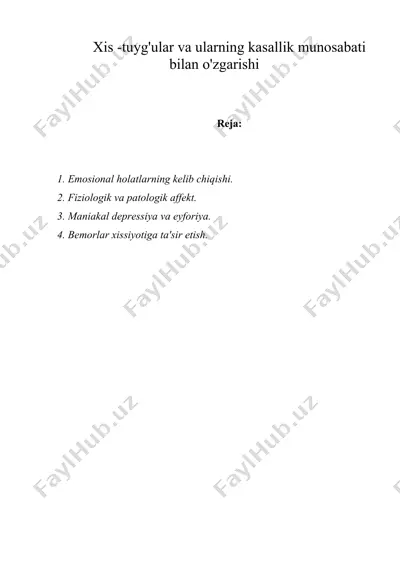xis -tuyg'ular va ularning kasallik munosabati bilan o'zgarishi — DOC