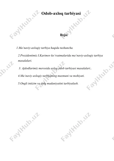 odob-axloq tarbiyasi — DOC