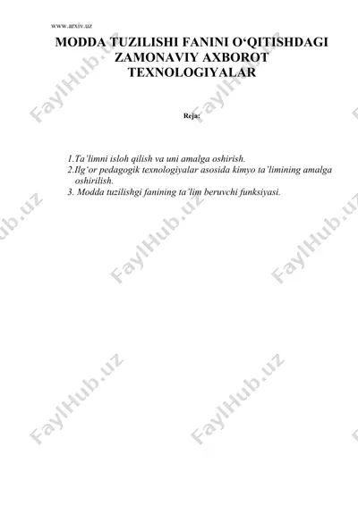 modda tuzilishi fanini о‘qitishdagi zamonaviy axborot texnologiyalar — DOC