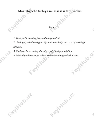 maktabgacha tarbiya muassasasi tarbiyachisi — DOC