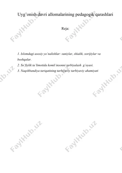 uyg’onish davri allomalarining pedagogik qarashlari — DOC