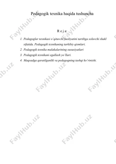 pеdagogik tеxnika haqida tushuncha — DOC