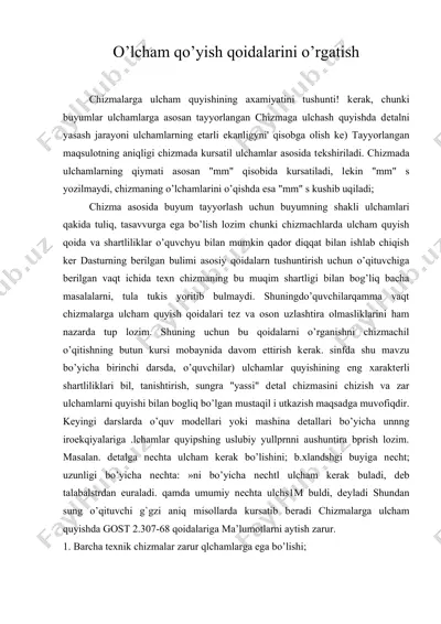 o’lcham qo’yish qoidalarini o’rgatish — DOC