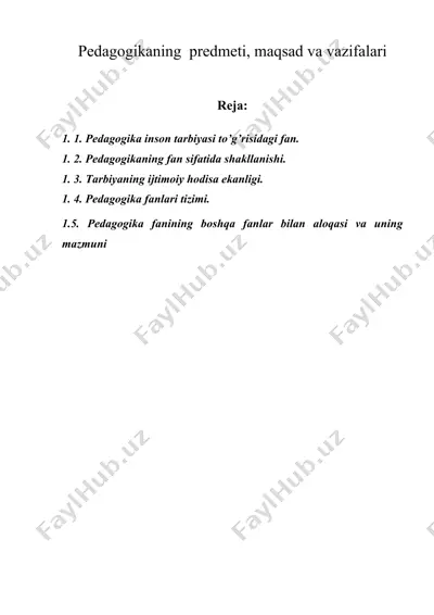 pedagogikaning predmeti, maqsad va vazifalari — DOC