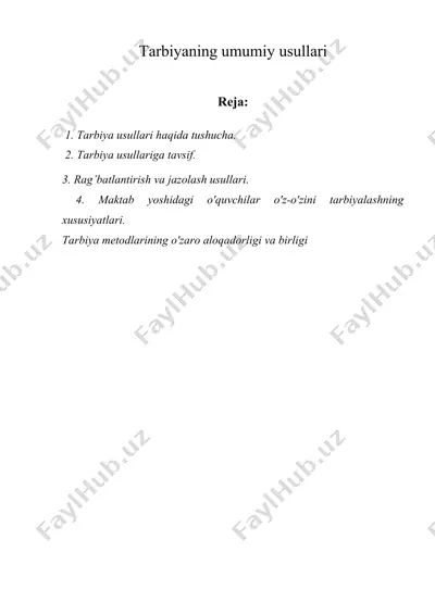 tarbiyaning umumiy usullari — DOC