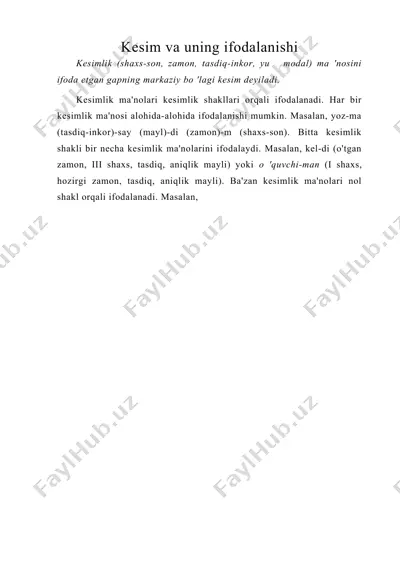 kesim va uning ifodalanishi — DOC