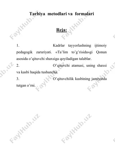 tarbiya metodlari va formalari — DOC
