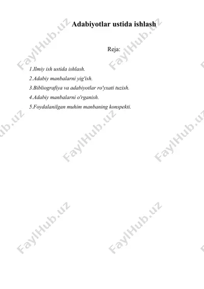 adabiyotlar ustida ishlash — DOC