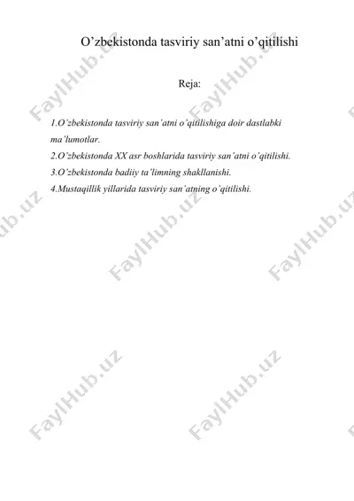 o’zbekistonda tasviriy san’atni o’qitilishi — DOC