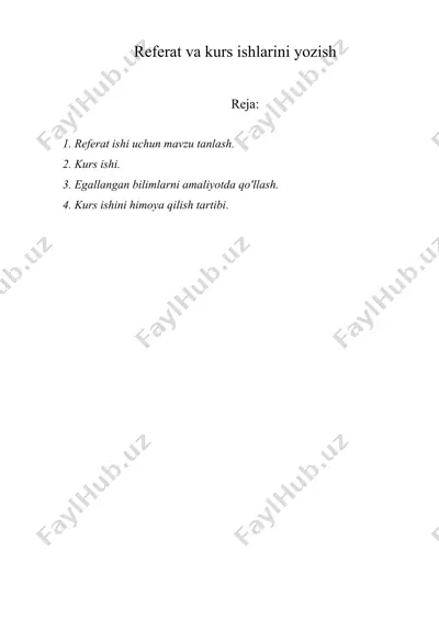 referat va kurs ishlarini yozish — DOC
