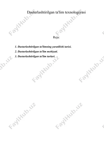 dasturlashtirilgan ta'lim texnologiyasi — DOC