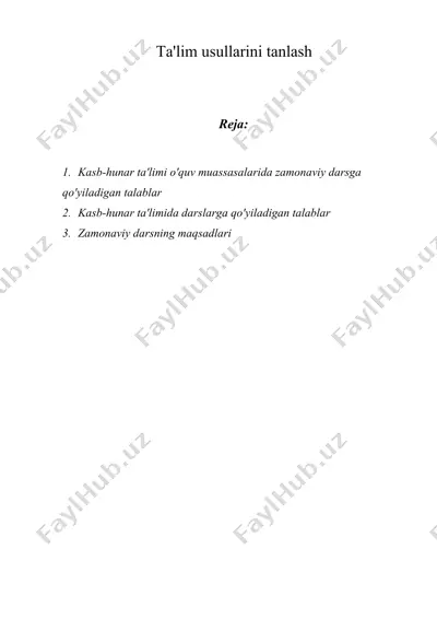 ta'lim usullarini tanlash — DOCX