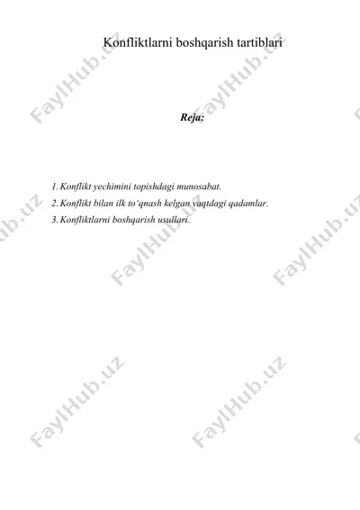 konfliktlarni boshqarish tartiblari — DOCX