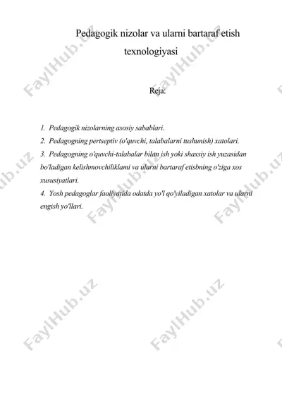 pedagogik nizolar va ularni bartaraf etish texnologiyasi — DOC