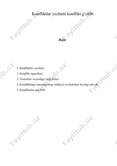 konfliktlar yechimi konflikt g‘olibi — DOCX