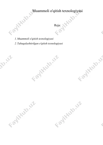 muammoli o'qitish texnologiyasi — DOC