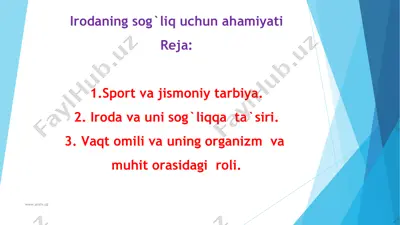 irоdаning sоg`liq uchun аhаmiyati — PPT