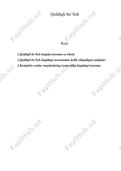 qoldiqli bo`lish — DOC