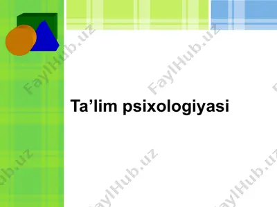 ta’lim psixologiyasi — PPT