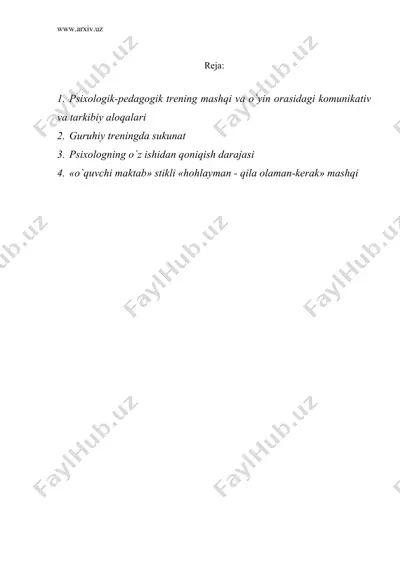 psixologik – pedagogik trening — DOC