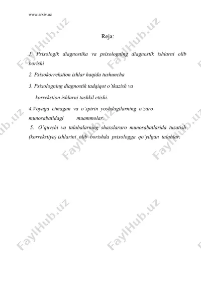 psixologning diagnostik va korrekstion ishi — DOC