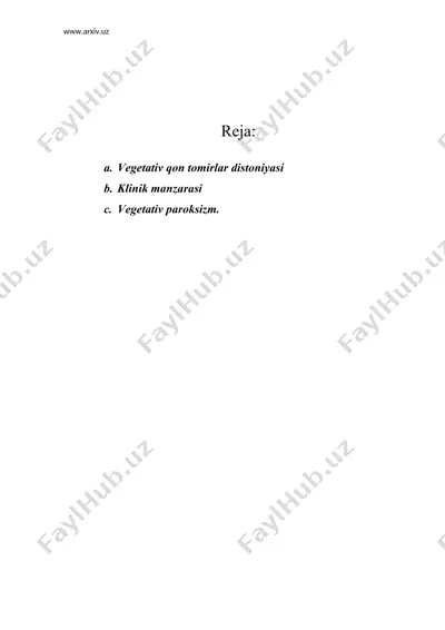 vegetativ asab tizimi kasalliklari — DOC