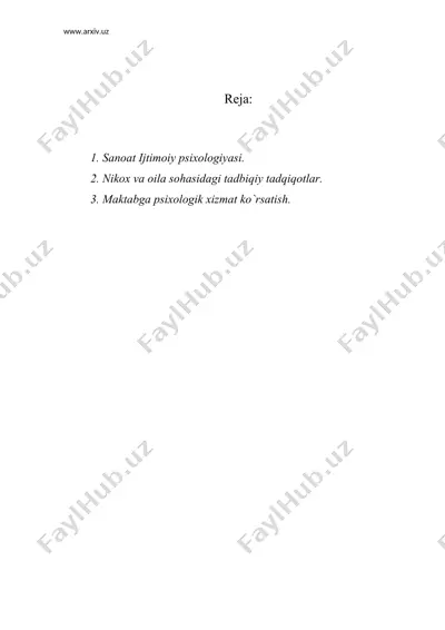 ijtimoiy psixologiyaning tadbiqiy sohalari. sanoat ijtimoiy psixologiyasi — DOC
