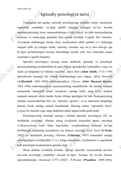 iqtisodiy psixologiya tarixi — DOC
