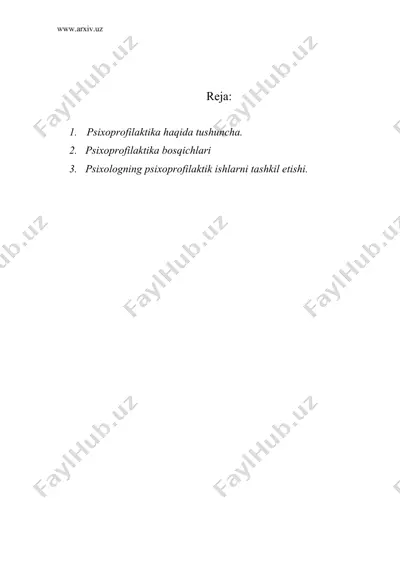 psixologning profilaktik ishi — DOC
