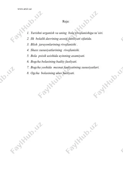 ilk bolalik davrida psixik usish — DOC