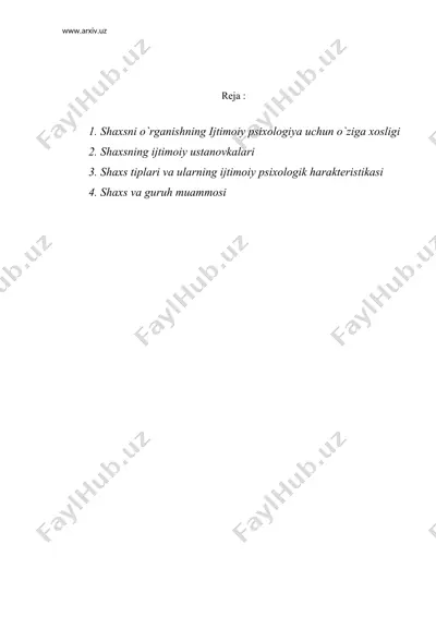ijtimoiy psixologiyada shaxs muammosi — DOC