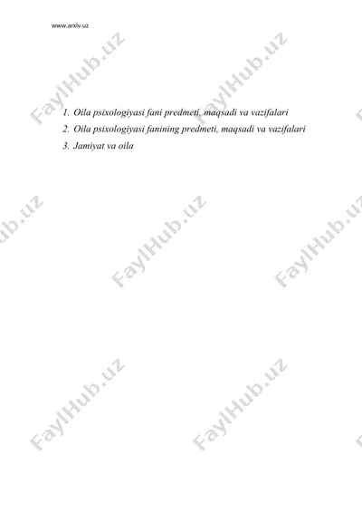 oila psixologiyasining umumiy asoslari — DOC