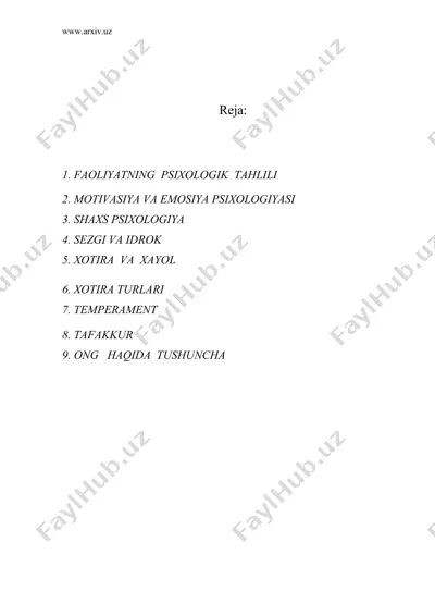 hozirgi zamon psixologiya fanining dolzarb vazifalari — DOC