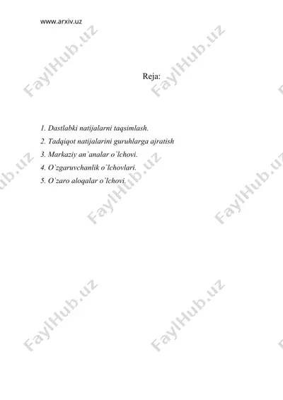 eksperimental tadqiqot natijalarini tahlil qilish — DOC