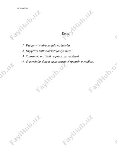 diqqat va xotira — DOC