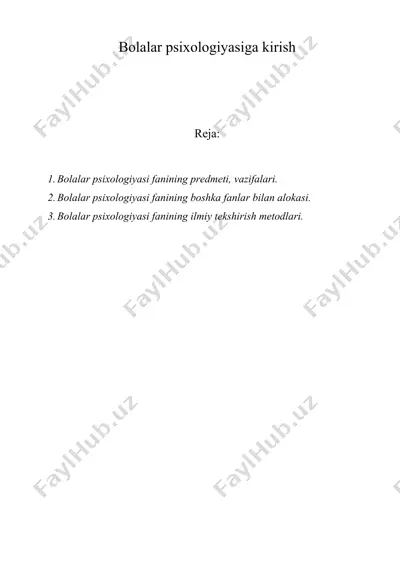 bolalar psiхоlоgiyasigа kirish — DOC