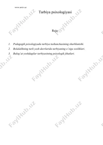 tarbiya psixologiyasi — DOC