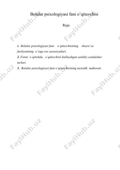bolalar psixologiyasi fani o’qituvchisi — DOC
