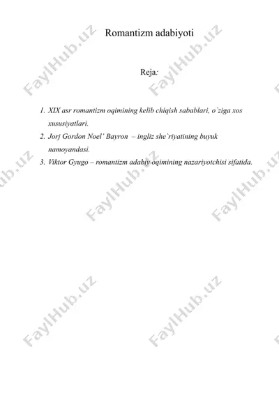 romantizm adabiyoti — DOC