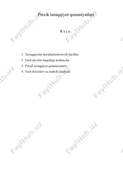 psixik taraqqiyot qonuniyatlari — DOC