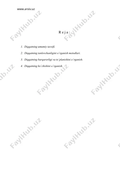 eksperimental psixologiyada diqqat xossalarining o`rganilishi — DOC